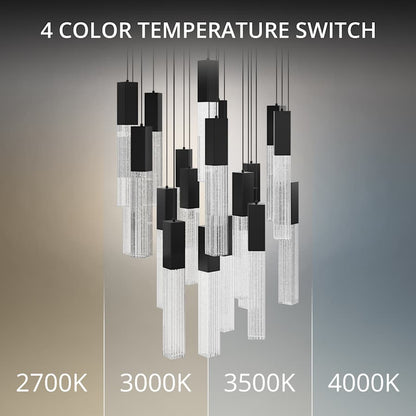 Modern Forms Cinema 25" Wide LED Crystal Multi Light Pendant with Clear, Seedy Crystal Shades