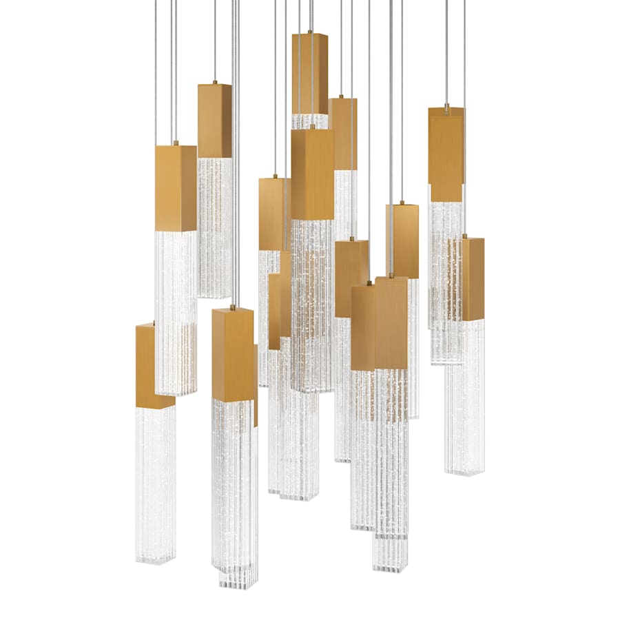 Modern Forms Cinema 25" Wide LED Crystal Multi Light Pendant with Clear, Seedy Crystal Shades