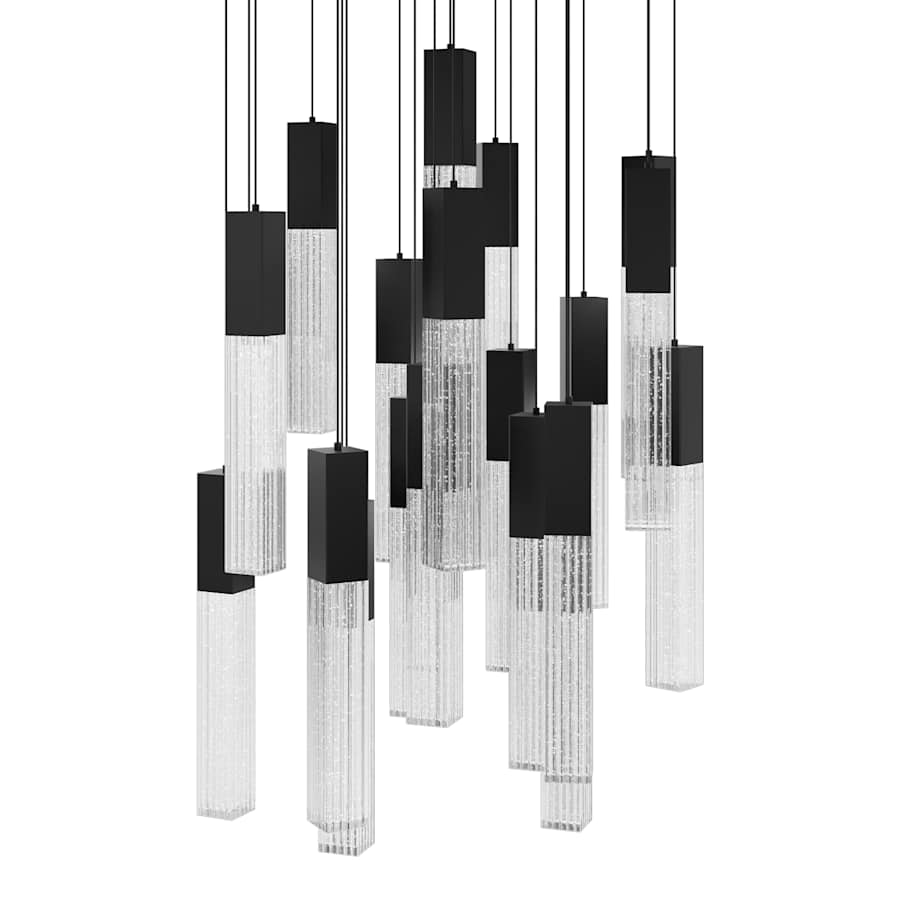 Modern Forms Cinema 25" Wide LED Crystal Multi Light Pendant with Clear, Seedy Crystal Shades
