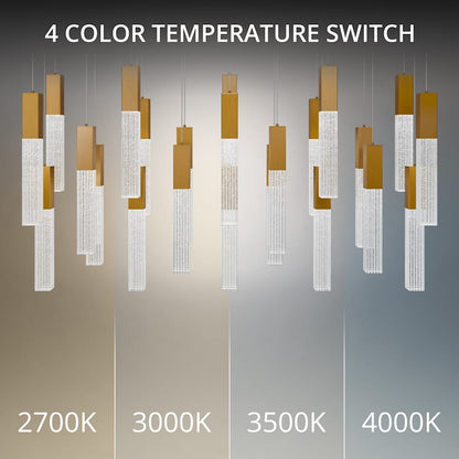 Modern Forms Cinema 54" Wide LED Crystal Linear Pendant with Clear, Seedy Crystal Shades