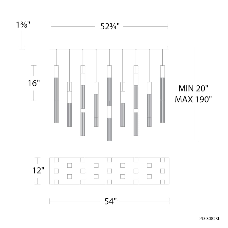 Modern Forms Cinema 54" Wide LED Crystal Linear Pendant with Clear, Seedy Crystal Shades