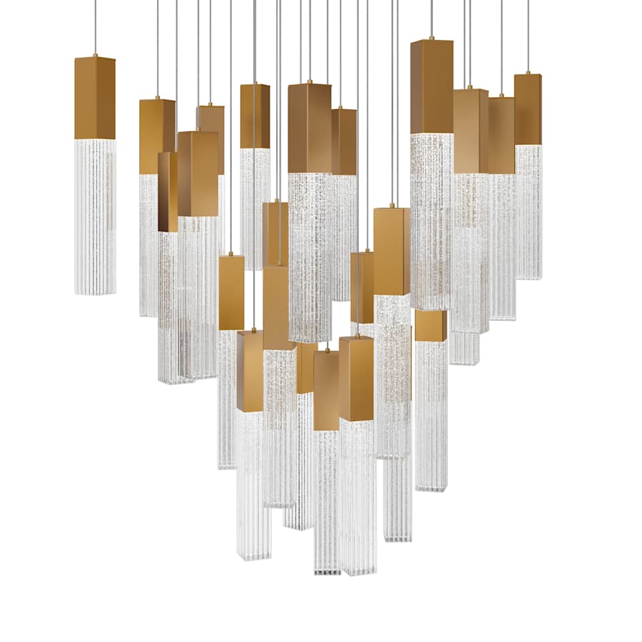 Modern Forms Cinema 28" Wide LED Crystal Multi Light Pendant with Clear, Seedy Crystal Shades
