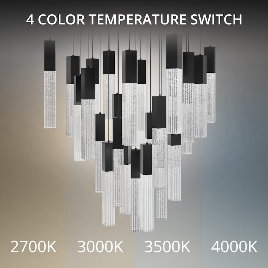 Modern Forms Cinema 28" Wide LED Crystal Multi Light Pendant with Clear, Seedy Crystal Shades
