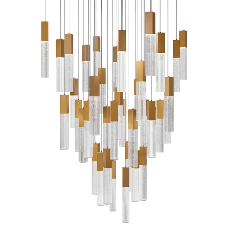 Modern Forms Cinema 36" Wide LED Crystal Multi Light Pendant with Clear, Seedy Crystal Shades