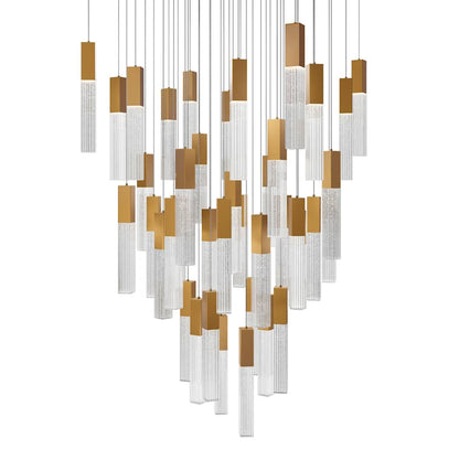 Modern Forms Cinema 36" Wide LED Crystal Multi Light Pendant with Clear, Seedy Crystal Shades