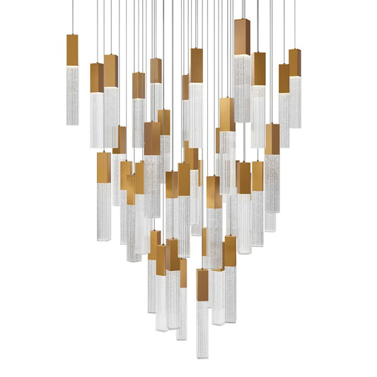 Modern Forms Cinema 36" Wide LED Crystal Multi Light Pendant with Clear, Seedy Crystal Shades