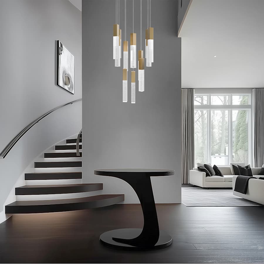 Modern Forms Cinema 36" Wide LED Crystal Multi Light Pendant with Clear, Seedy Crystal Shades