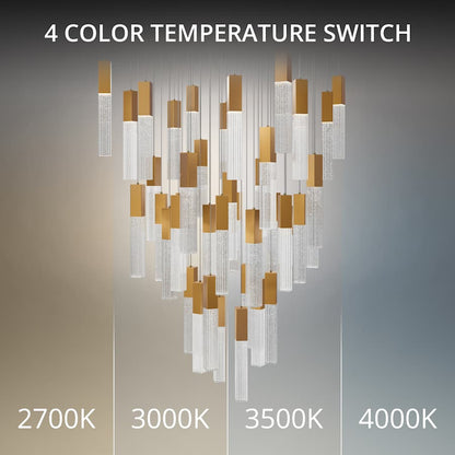 Modern Forms Cinema 36" Wide LED Crystal Multi Light Pendant with Clear, Seedy Crystal Shades