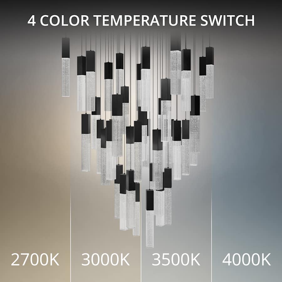 Modern Forms Cinema 36" Wide LED Crystal Multi Light Pendant with Clear, Seedy Crystal Shades