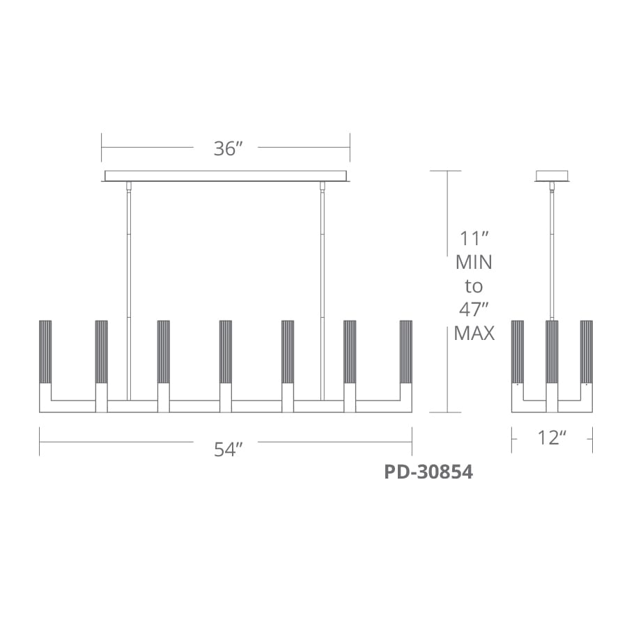Modern Forms Cinema 12 Light 54" Wide Integrated LED Linear Chandelier