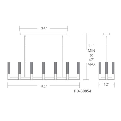 Modern Forms Cinema 12 Light 54" Wide Integrated LED Linear Chandelier
