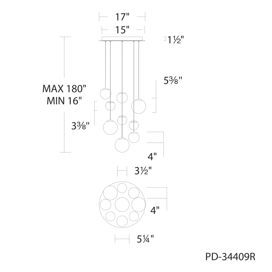 Modern Forms Pisces 9 Light 17" Wide LED Multi Light Pendant