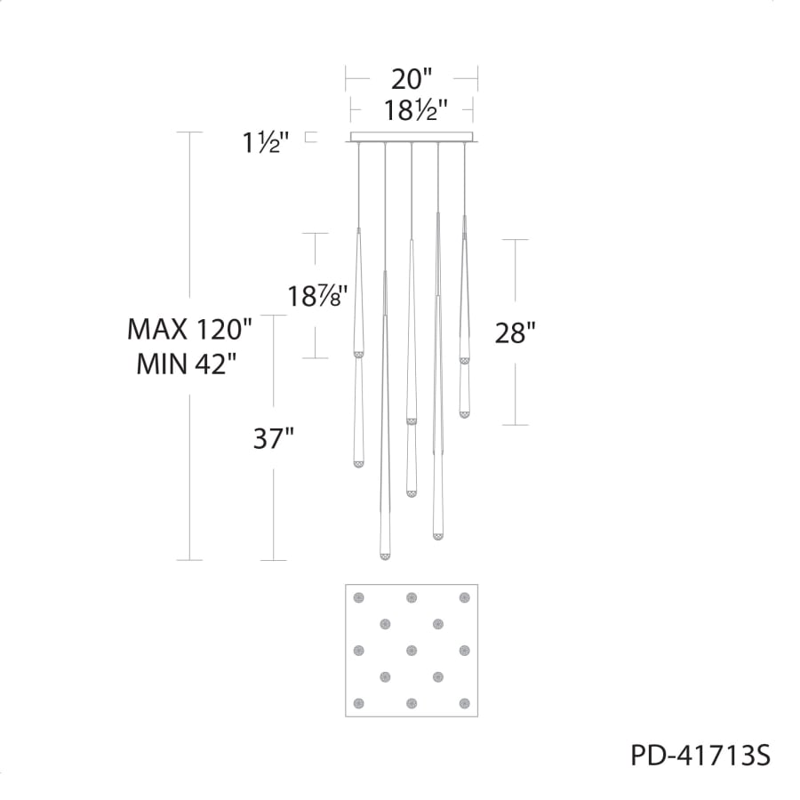 Modern Forms Cascade 13 Light 20" Wide LED Crystal Multi Light Pendant