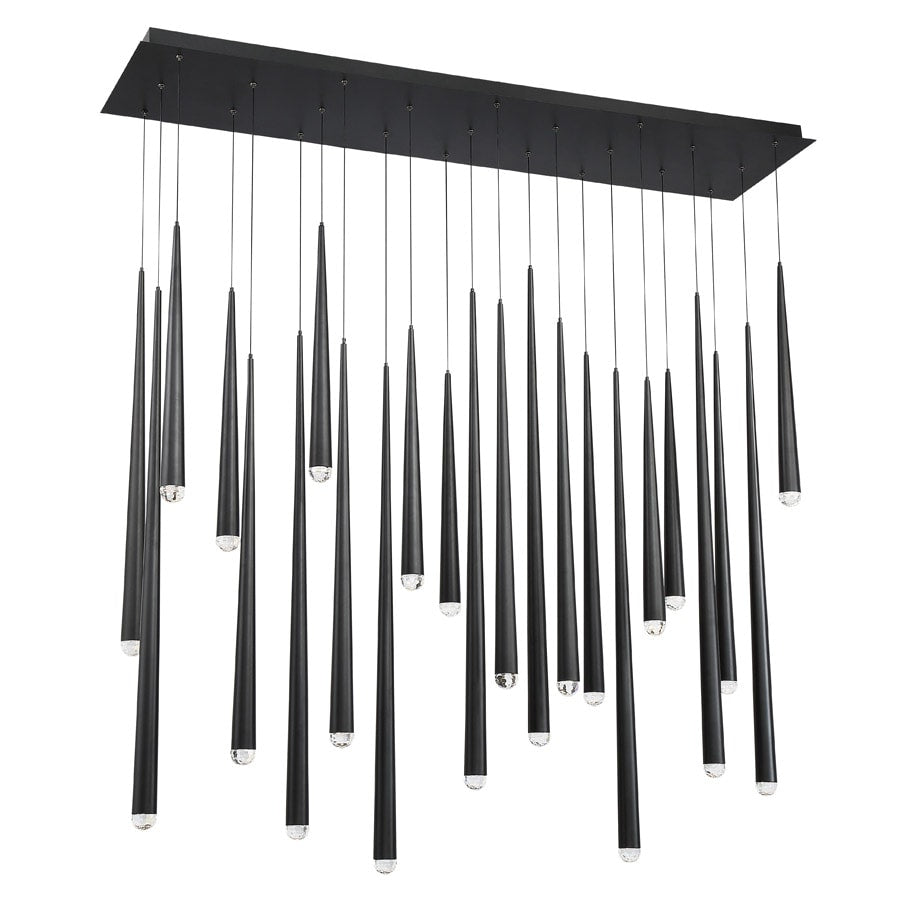 Modern Forms Cascade 23 Light 54" Wide LED Suspended Linear Multi Light Pendant with K-2 Hand Cut Clear Crystal Shades