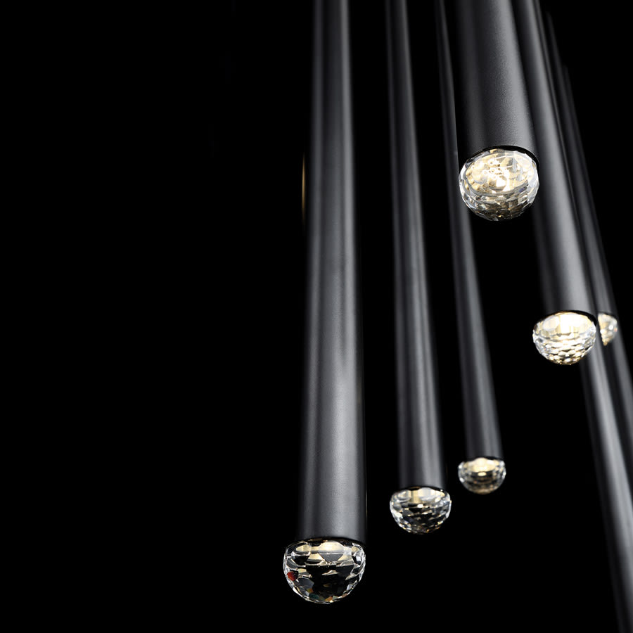 Modern Forms Cascade 23 Light 54" Wide LED Suspended Linear Multi Light Pendant with K-2 Hand Cut Clear Crystal Shades