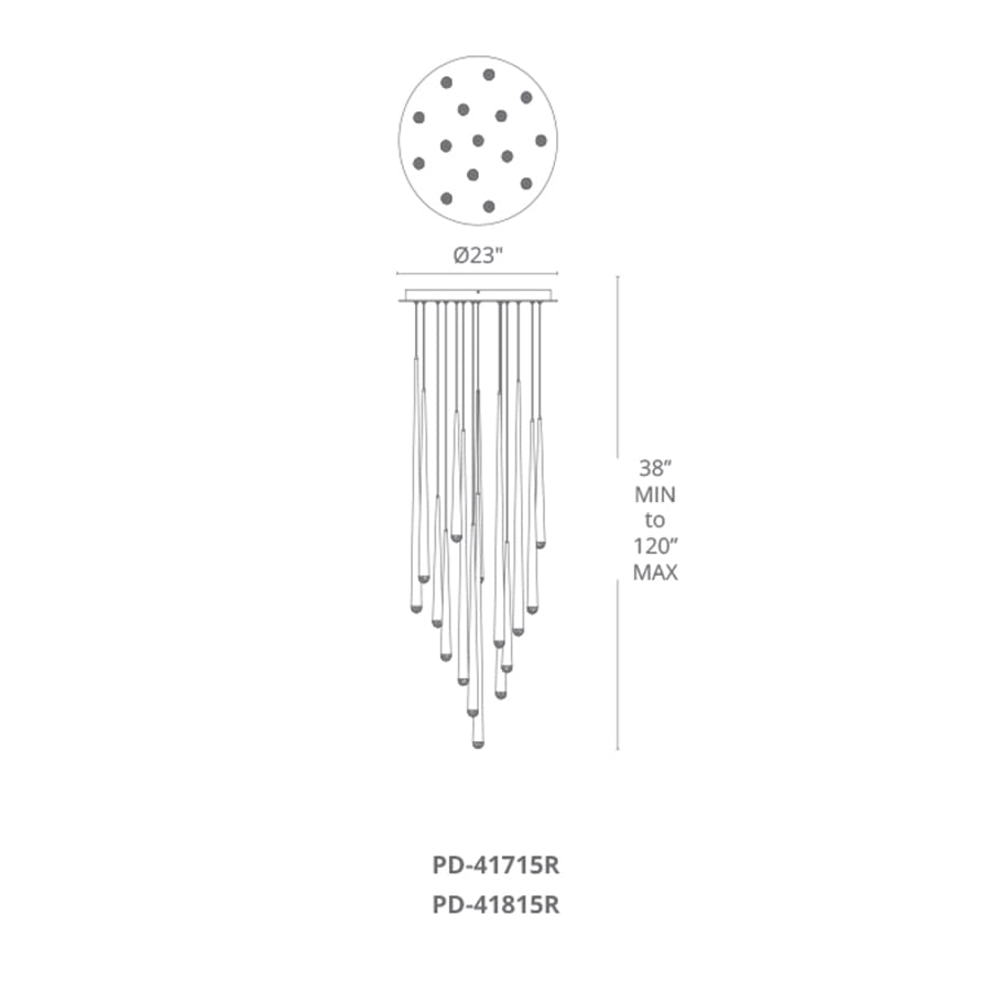 Modern Forms Cascade 15 Light 23" Wide LED Crystal Multi Light Pendant with Frosted Glass Endcap Shades