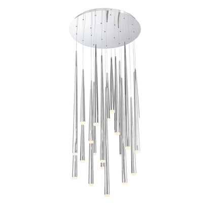 Modern Forms Cascade 21 Light 26" Wide LED Crystal Multi Light Pendant with Frosted Glass Endcap Shades