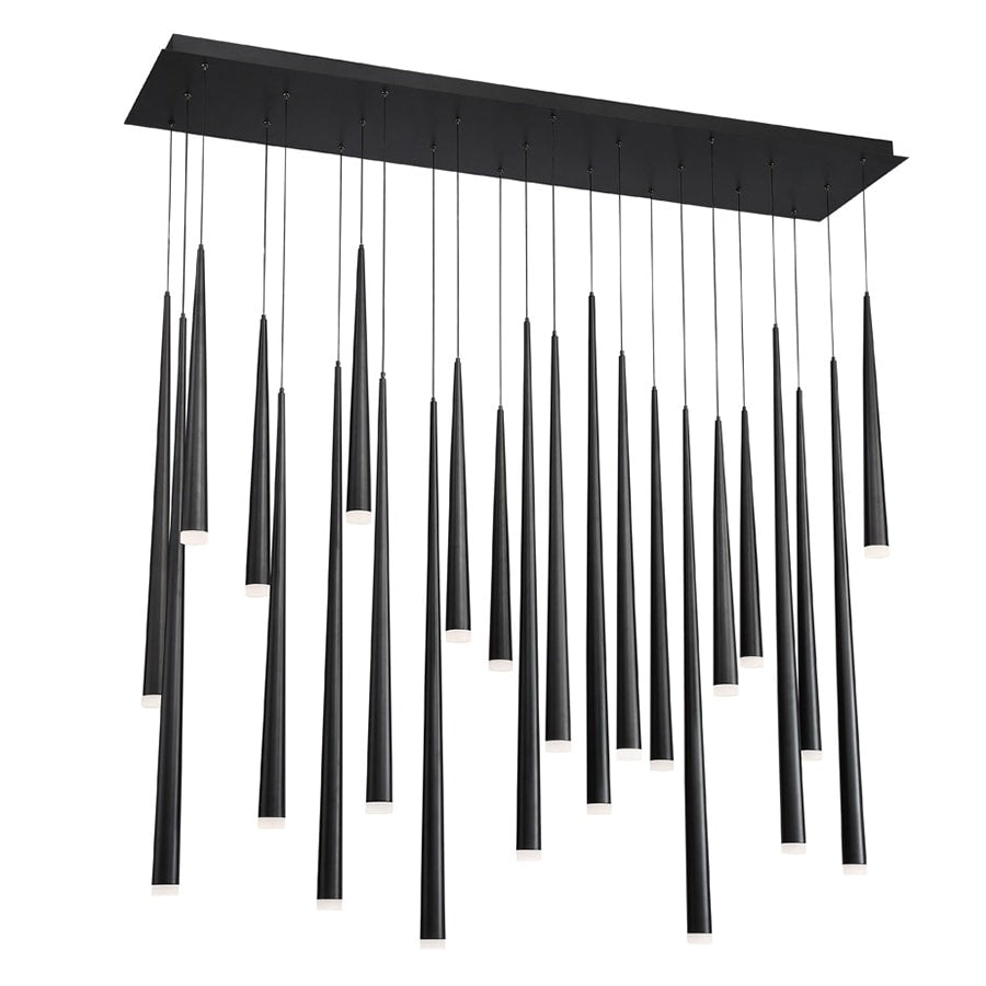 Modern Forms Cascade 23 Light 54" Wide LED Crystal Linear Multi Light Pendant with Frosted Glass Endcap Shades