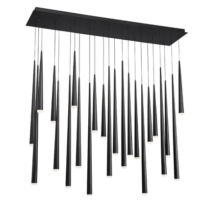 Modern Forms Cascade 23 Light 54" Wide LED Crystal Linear Multi Light Pendant with Frosted Glass Endcap Shades