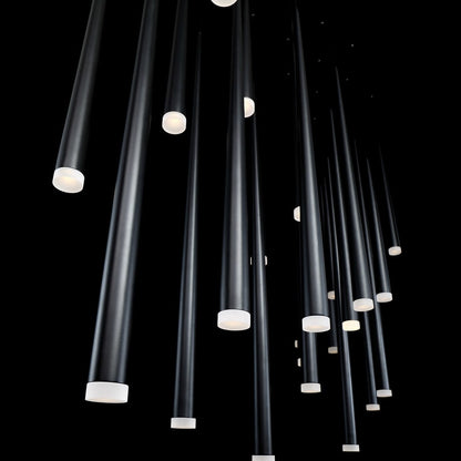 Modern Forms Cascade 23 Light 54" Wide LED Crystal Linear Multi Light Pendant with Frosted Glass Endcap Shades