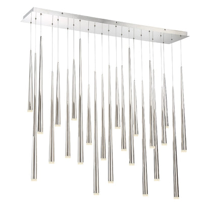 Modern Forms Cascade 23 Light 54" Wide LED Crystal Linear Multi Light Pendant with Frosted Glass Endcap Shades