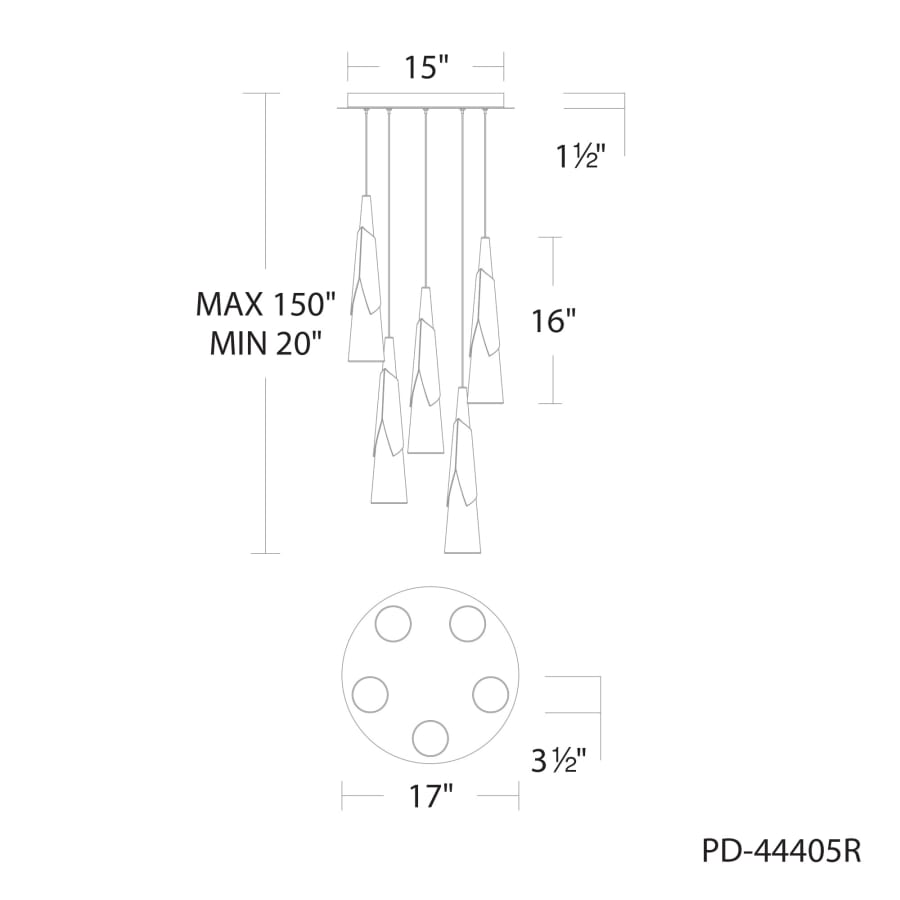 Modern Forms Kilt 5 Light 17" Wide LED Suspension Multi Light Pendant