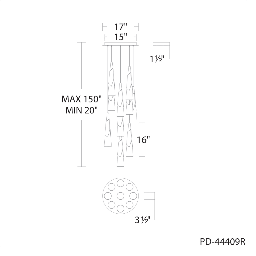 Modern Forms Kilt 9 Light 17" Wide LED Suspension Multi Light Pendant