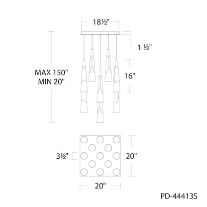 Modern Forms Kilt 13 Light 20" Wide LED Suspension Multi Light Pendant