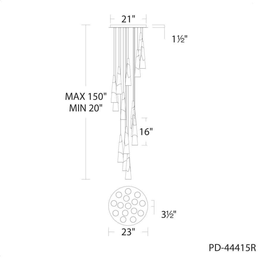 Modern Forms Kilt 15 Light 23" Wide LED Suspension Multi Light Pendant