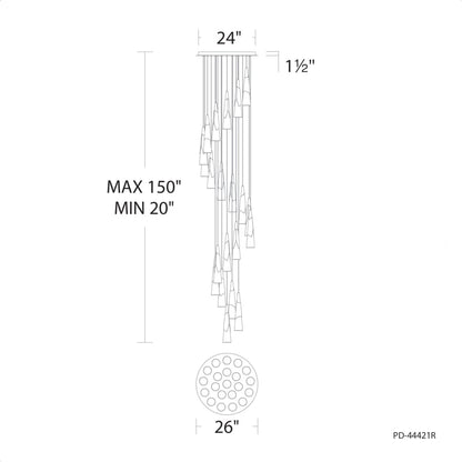 Modern Forms Kilt 21 Light 26" Wide LED Suspension Multi Light Pendant