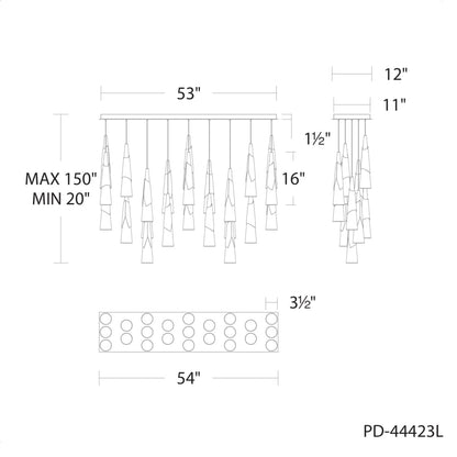 Modern Forms Kilt 23 Light 12" Wide LED Suspension Multi Light Pendant
