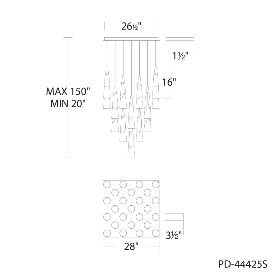 Modern Forms Kilt 25 Light 28" Wide LED Suspension Multi Light Pendant