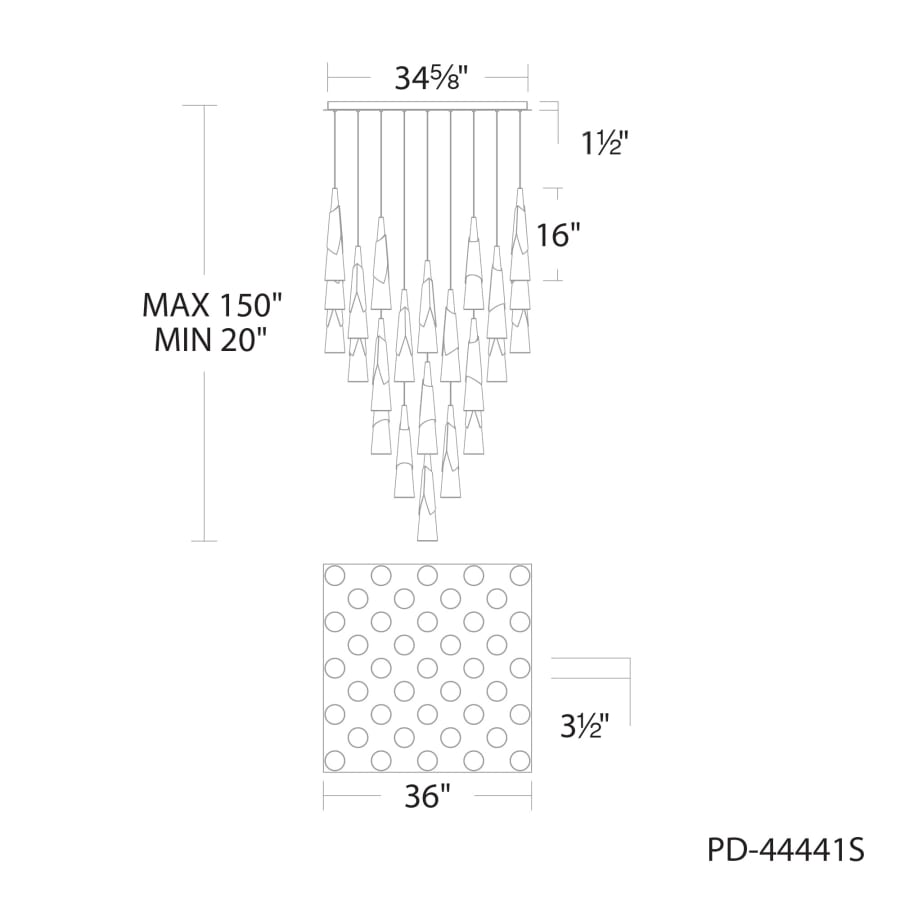 Modern Forms Kilt 41 Light 36" Wide LED Suspension Multi Light Pendant