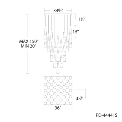 Modern Forms Kilt 41 Light 36" Wide LED Suspension Multi Light Pendant