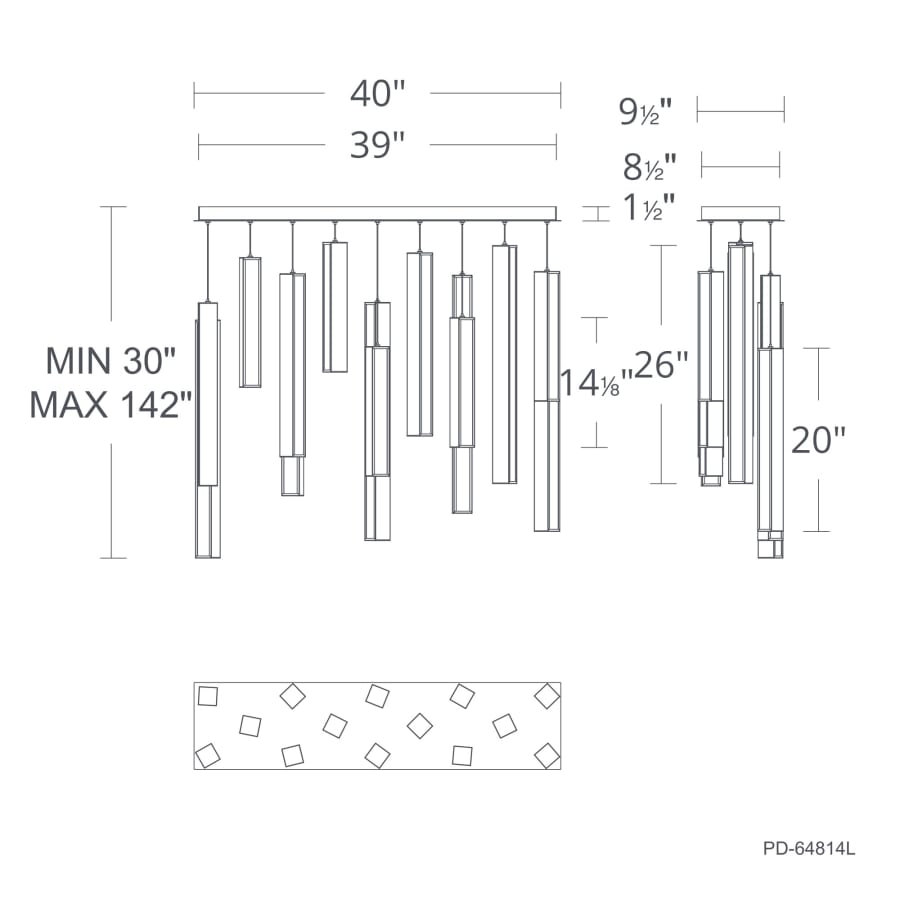 Modern Forms Chaos 14 Light 10" Wide LED Suspension Linear Pendant