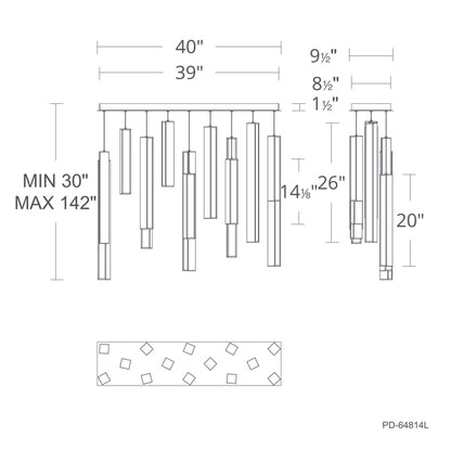 Modern Forms Chaos 14 Light 10" Wide LED Suspension Linear Pendant