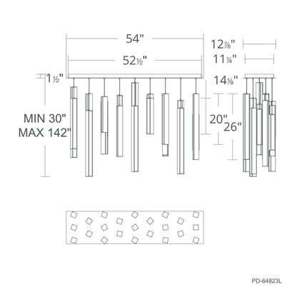 Modern Forms Chaos 23 Light 12" Wide LED Suspension Linear Pendant