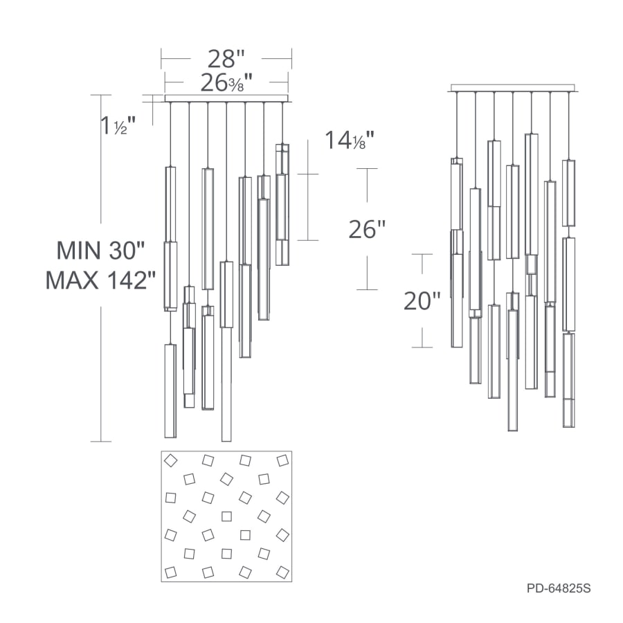 Modern Forms Chaos 25 Light 28" Wide LED Suspension Multi Light Pendant