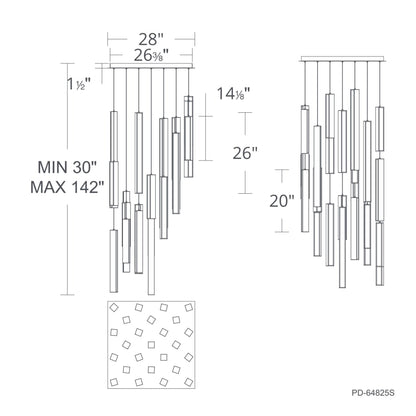 Modern Forms Chaos 25 Light 28" Wide LED Suspension Multi Light Pendant