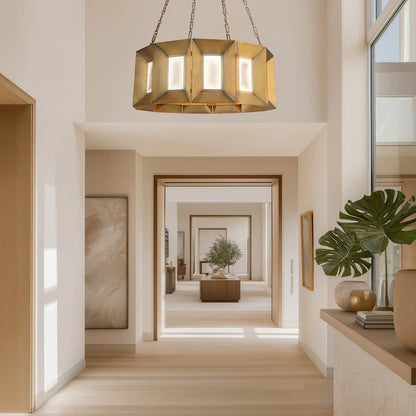 Modern Forms Austen 36" Wide LED Drum Chandelier with Natural Jade Stone Shades