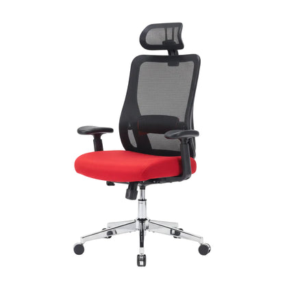 back view of high back office chair with mesh support structure