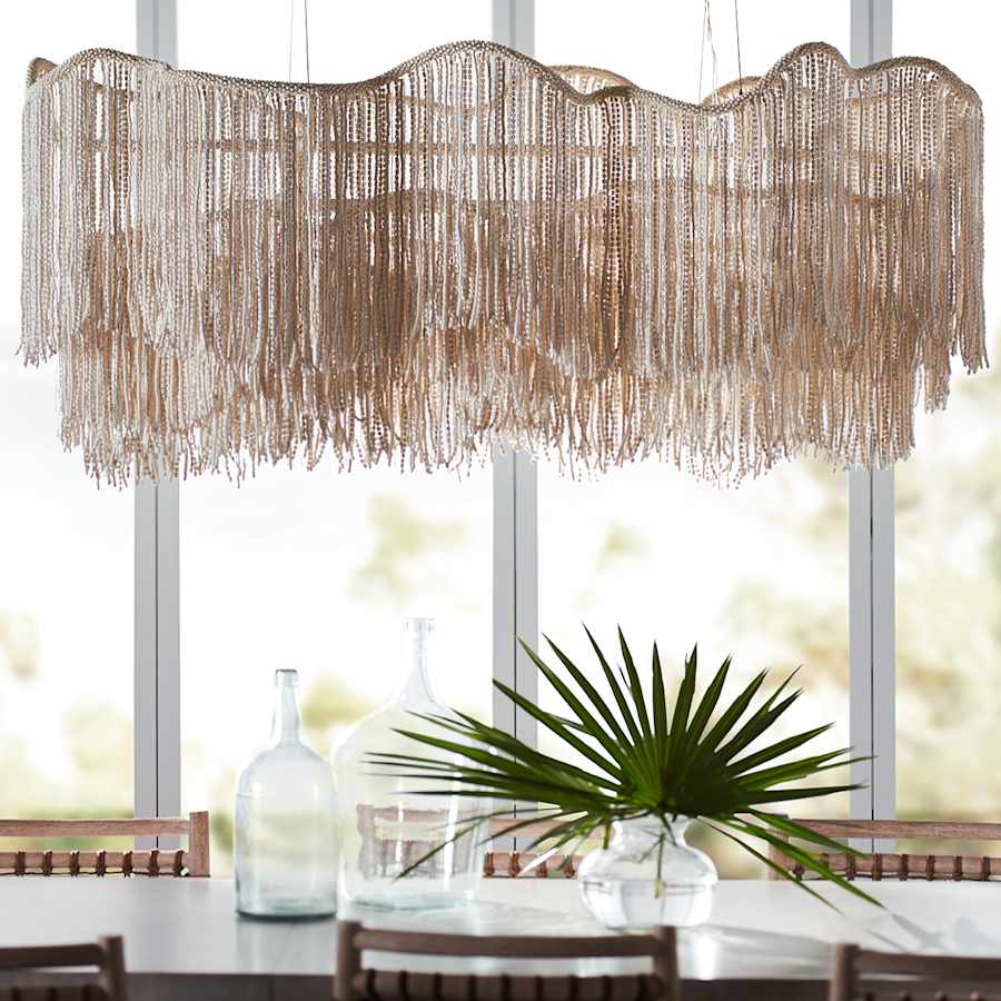 Palecek Elena 6 Light 55" Wide Beaded Linear Chandelier