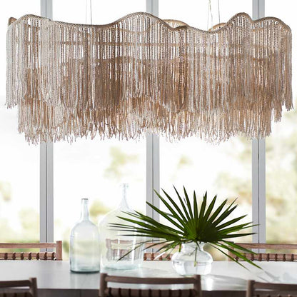 Palecek Elena 6 Light 55" Wide Beaded Linear Chandelier