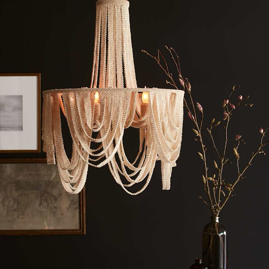 Palecek Selita 4 Light 27" Wide Beaded Ring Chandelier