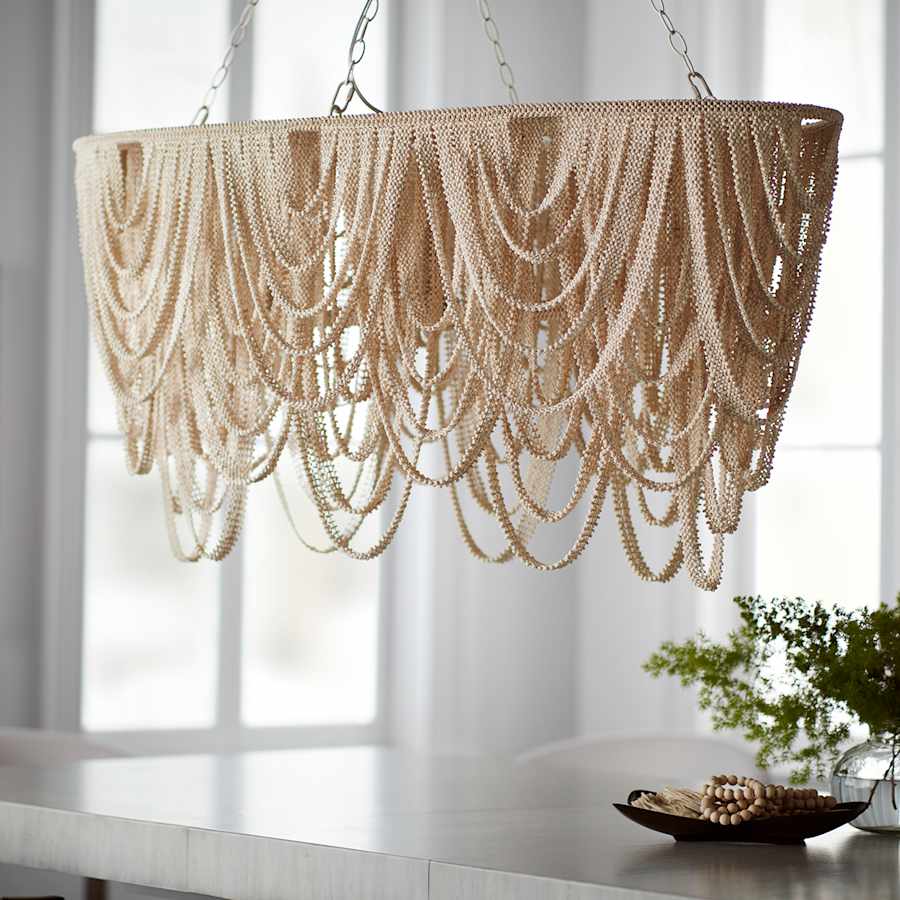 Palecek Selita 4 Light 49" Wide Beaded Ring Chandelier