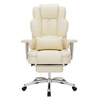 side view of PU leather office chair with reclining function