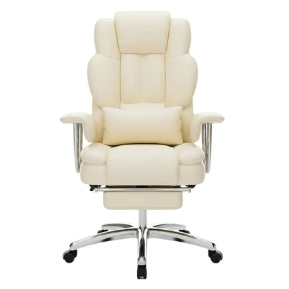 side view of PU leather office chair with reclining function