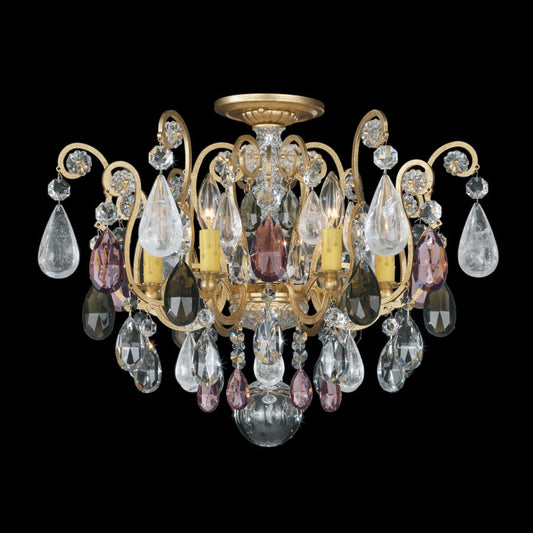 Schonbek Renaissance 6 Light 20" Wide Semi-Flush Ceiling Fixture with Amethyst and Black Diamond Swarovski Rock Crystals