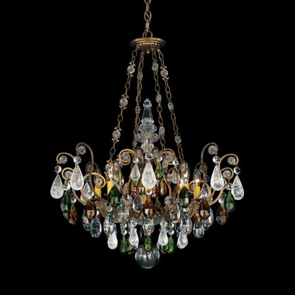 Schonbek Renaissance 8 Light 27" Wide Crystal Chandelier with Smoke Topaz and Olivine Rock Crystals