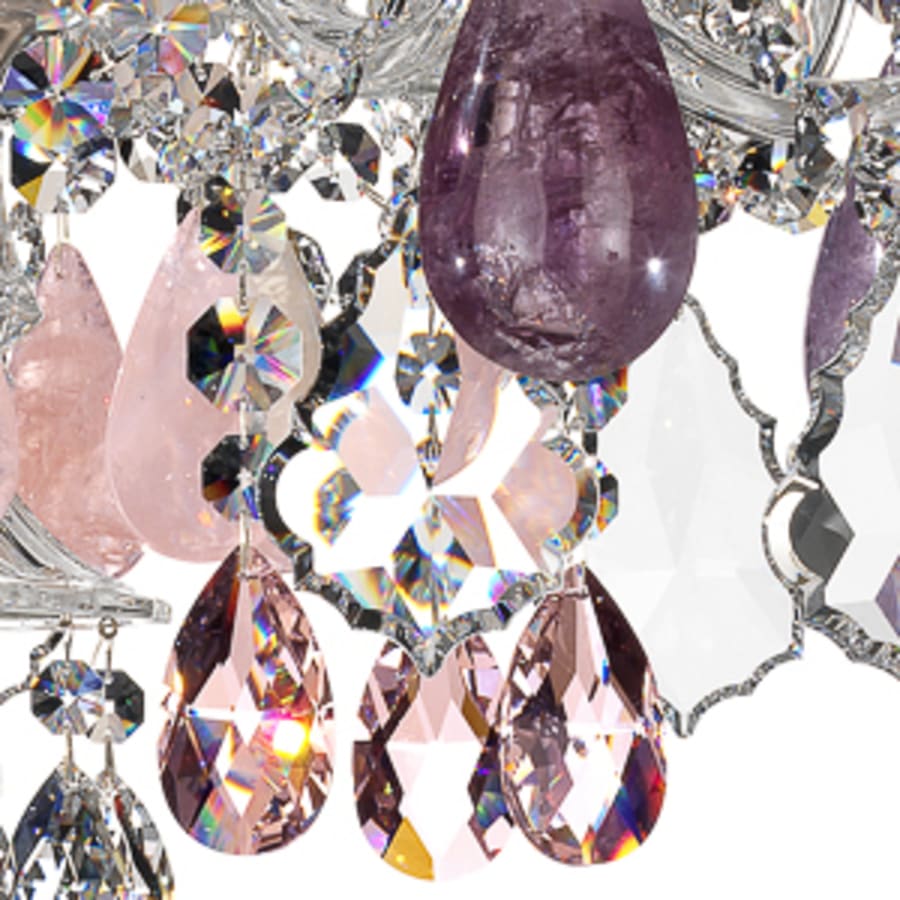 Schonbek Hamilton 6 Light 22" Wide Crystal Chandelier with Amethyst Rock Crystals
